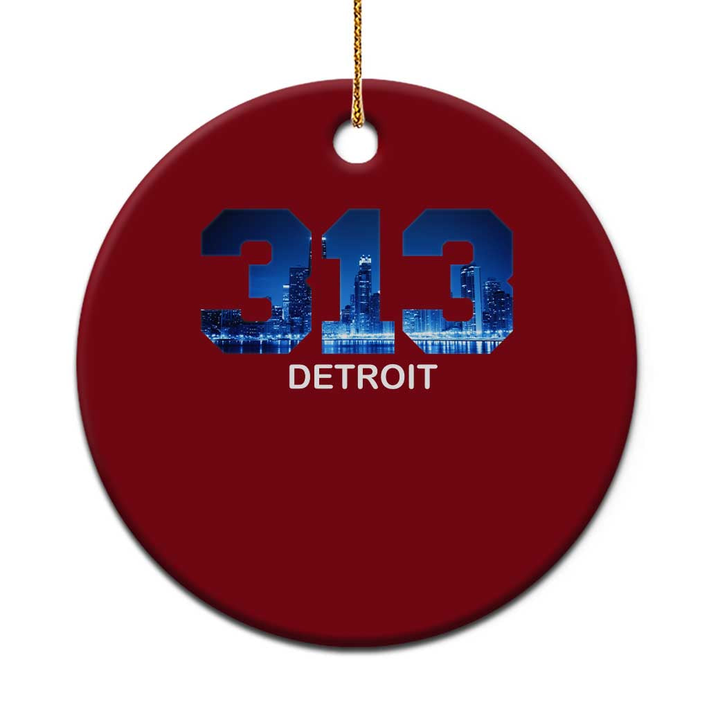 Vintage Detroit Michigan 313 Ceramic Ornament Area Code Skyline TS10 1pc Red Print Your Wear