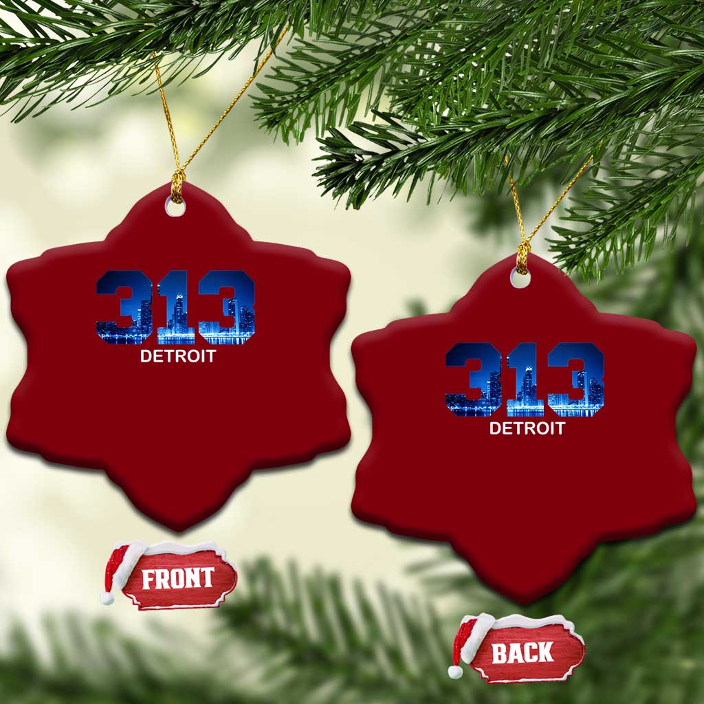 Vintage Detroit Michigan 313 Ceramic Ornament Area Code Skyline TS10 Print Your Wear