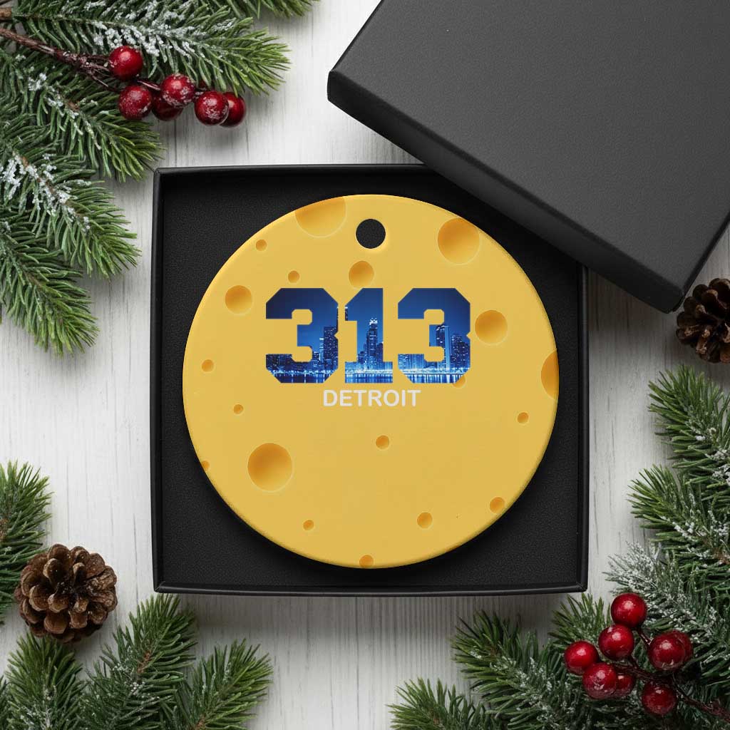 Vintage Detroit Michigan 313 Ceramic Ornament Area Code Skyline TS10 1pc Yellow Cheese Print Your Wear
