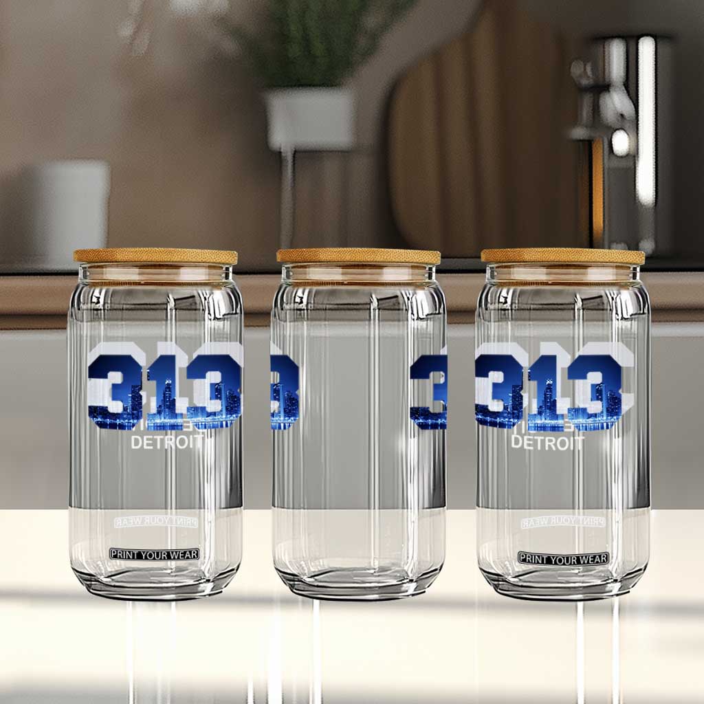 Vintage Detroit Michigan 313 Glass Can Area Code Skyline TS10 Print Your Wear