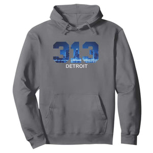 Vintage Detroit Michigan 313 Hoodie Area Code Skyline TS10 Charcoal Print Your Wear
