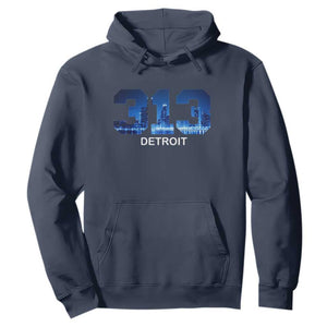 Vintage Detroit Michigan 313 Hoodie Area Code Skyline TS10 Navy Print Your Wear