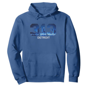 Vintage Detroit Michigan 313 Hoodie Area Code Skyline TS10 Royal Blue Print Your Wear