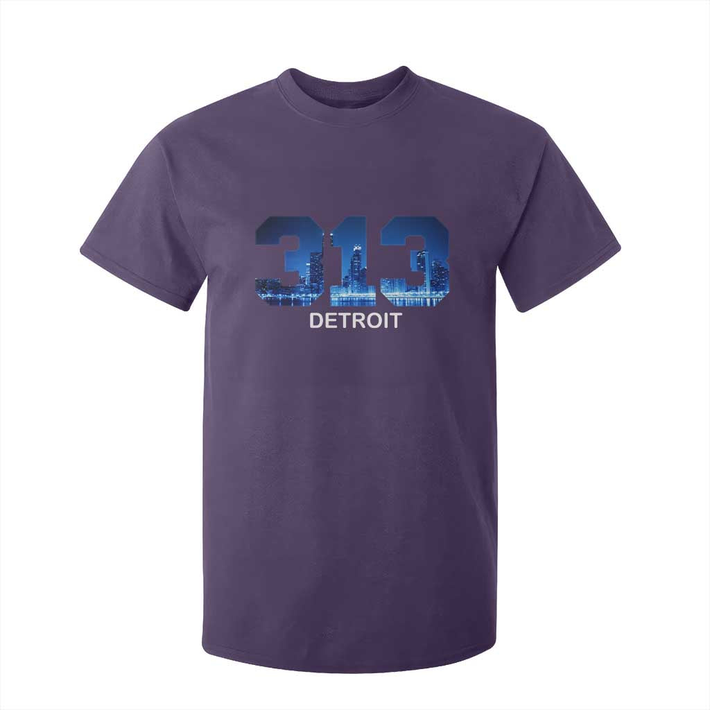 Vintage Detroit Michigan 313 T Shirt For Kid - Area Code Skyline Youth Heritage Tee TS10 Purple Print Your Wear