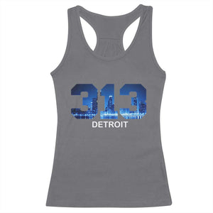 Vintage Detroit Michigan 313 Racerback Tank Top Area Code Skyline TS10 Charcoal Print Your Wear