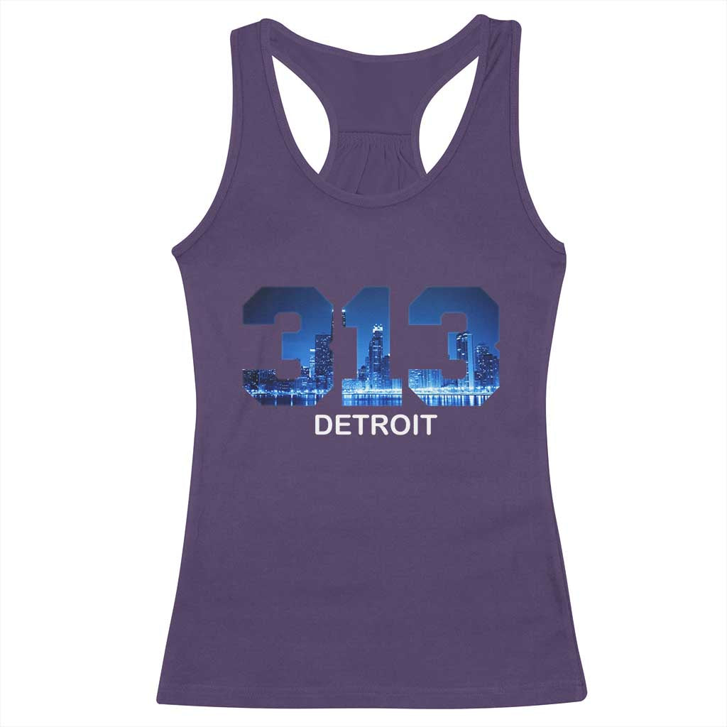 Vintage Detroit Michigan 313 Racerback Tank Top Area Code Skyline TS10 Purple Print Your Wear