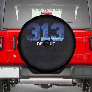 Vintage Detroit Michigan 313 Spare Tire Cover Area Code Skyline TS10 Black Print Your Wear