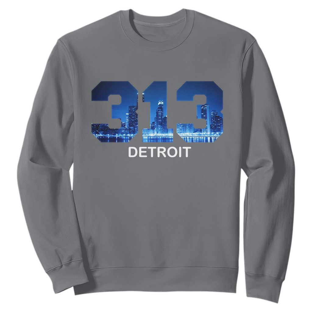 Vintage Detroit Michigan 313 Sweatshirt Area Code Skyline TS10 Charcoal Print Your Wear