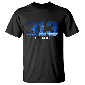 Vintage Detroit Michigan 313 T Shirt Area Code Skyline TS10 Black Print Your Wear