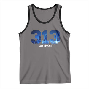Vintage Detroit Michigan 313 Tank Top Area Code Skyline TS10 Deep Heather Black Print Your Wear