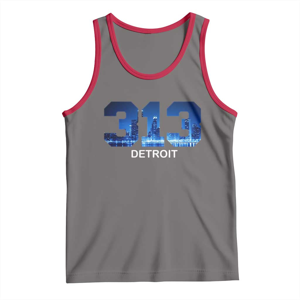 Vintage Detroit Michigan 313 Tank Top Area Code Skyline TS10 Deep Heather Red Print Your Wear