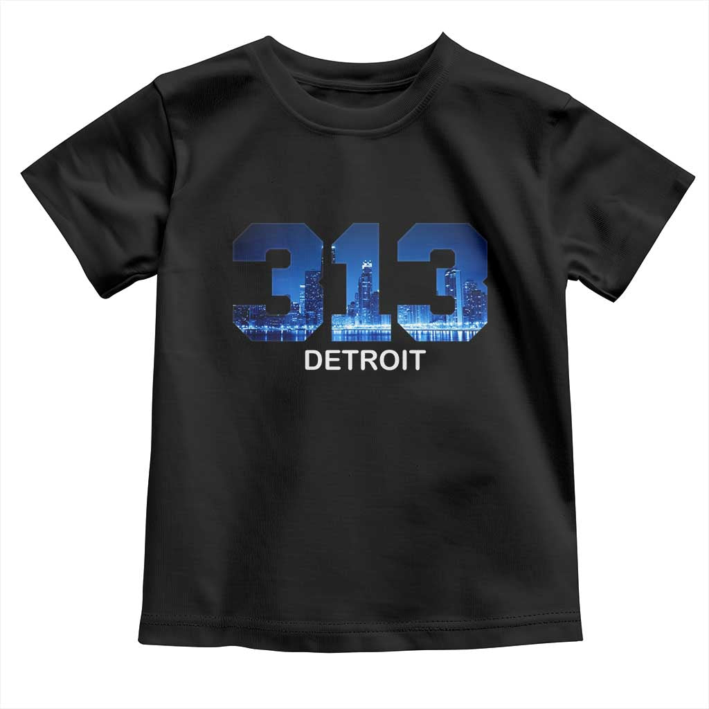 Vintage Detroit Michigan 313 Toddler T Shirt Area Code Skyline TS10 Black Print Your Wear