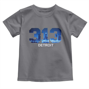 Vintage Detroit Michigan 313 Toddler T Shirt Area Code Skyline TS10 Charcoal Print Your Wear