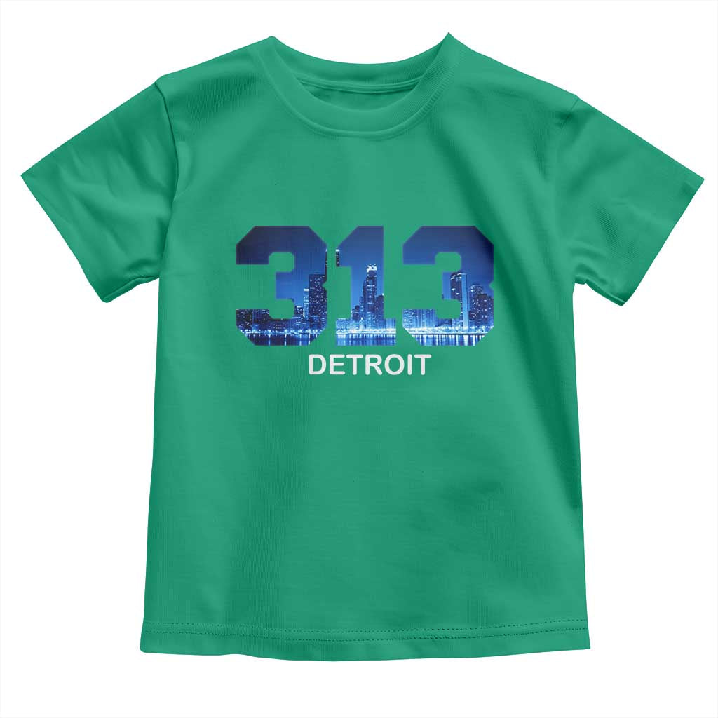 Vintage Detroit Michigan 313 Toddler T Shirt Area Code Skyline TS10 Irish Green Print Your Wear