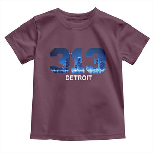 Vintage Detroit Michigan 313 Toddler T Shirt Area Code Skyline TS10 Maroon Print Your Wear