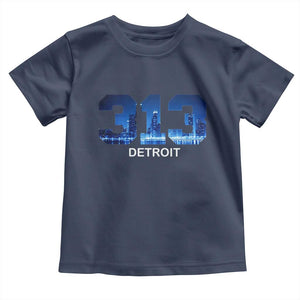 Vintage Detroit Michigan 313 Toddler T Shirt Area Code Skyline TS10 Navy Print Your Wear