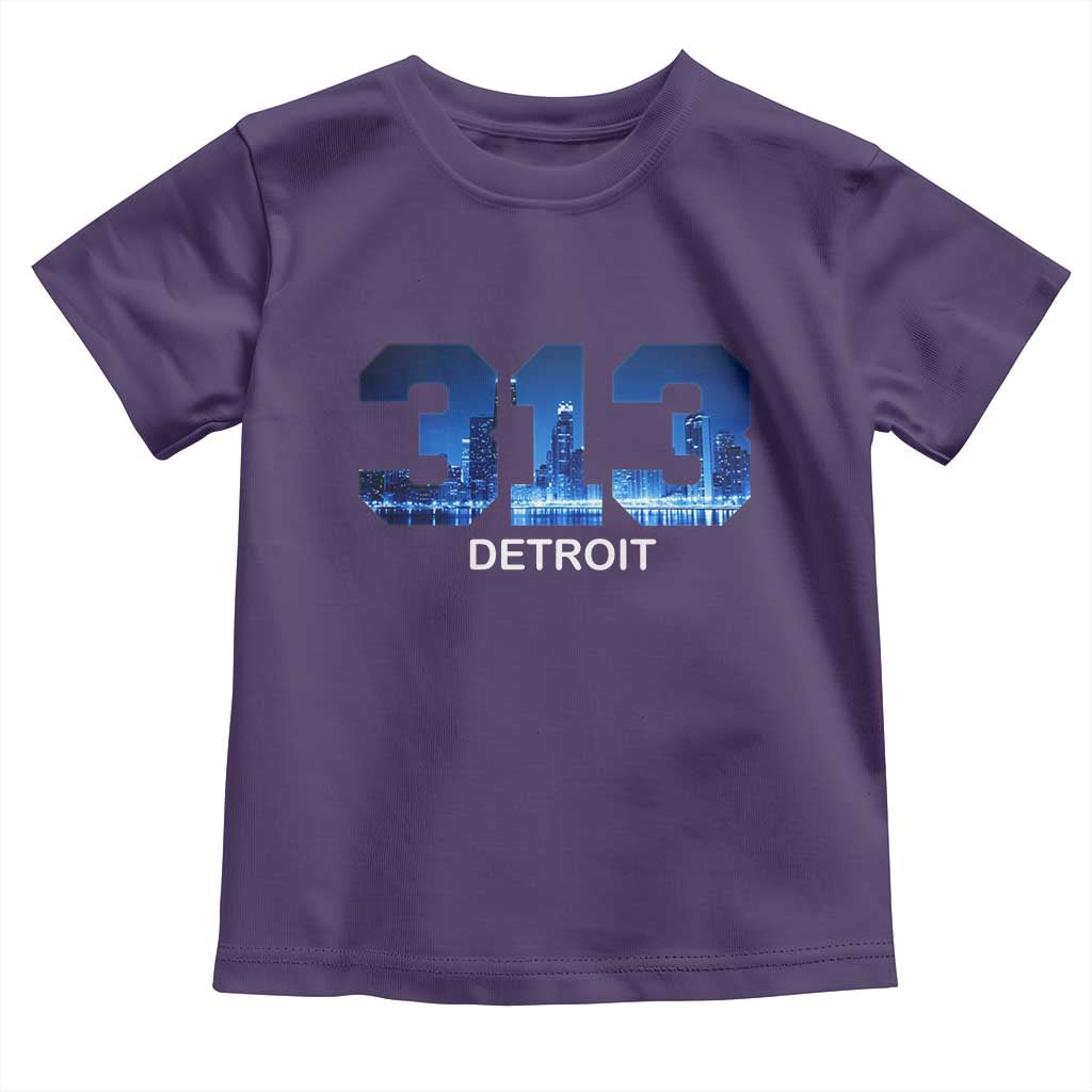 Vintage Detroit Michigan 313 Toddler T Shirt Area Code Skyline TS10 Purple Print Your Wear