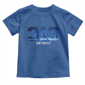 Vintage Detroit Michigan 313 Toddler T Shirt Area Code Skyline TS10 Royal Blue Print Your Wear