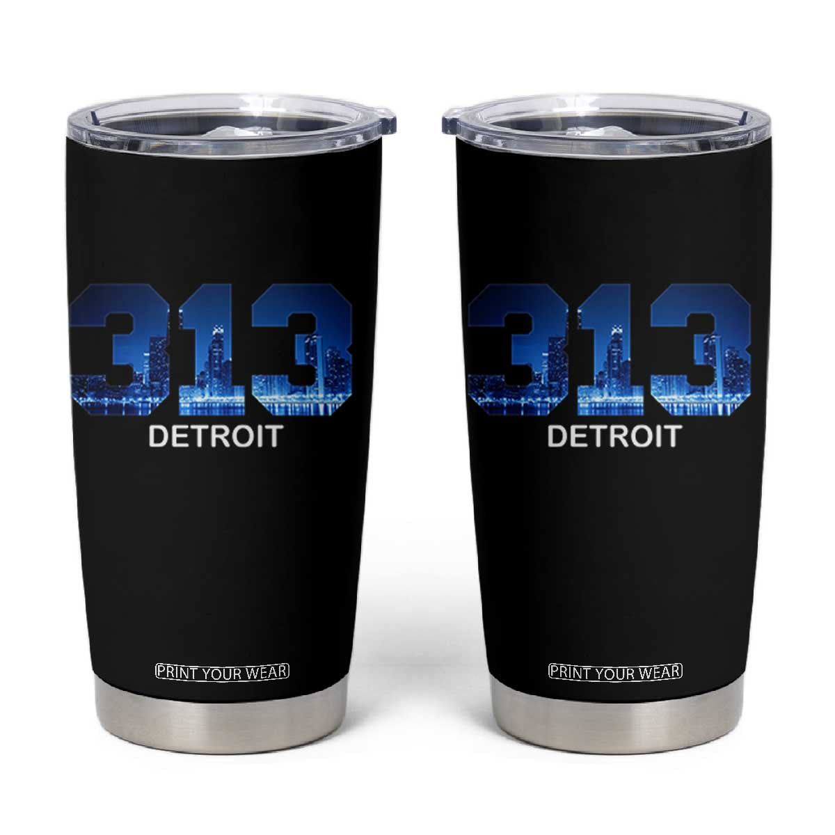 Vintage Detroit Michigan 313 Tumbler Cup Area Code Skyline TS10 Black Print Your Wear