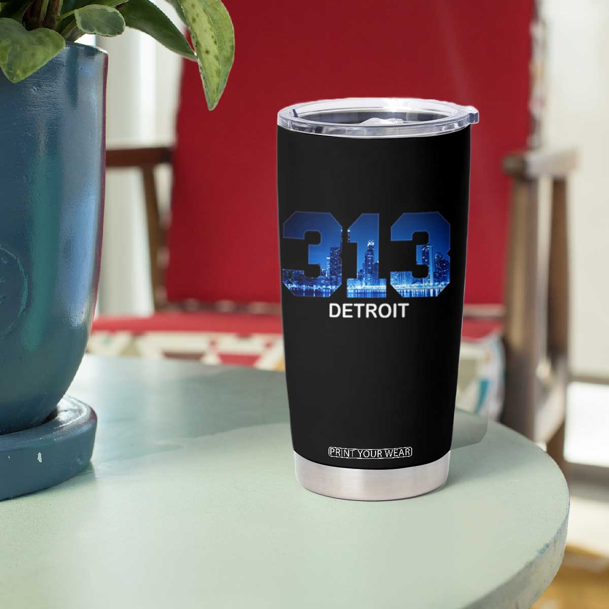 Vintage Detroit Michigan 313 Tumbler Cup Area Code Skyline TS10 Print Your Wear