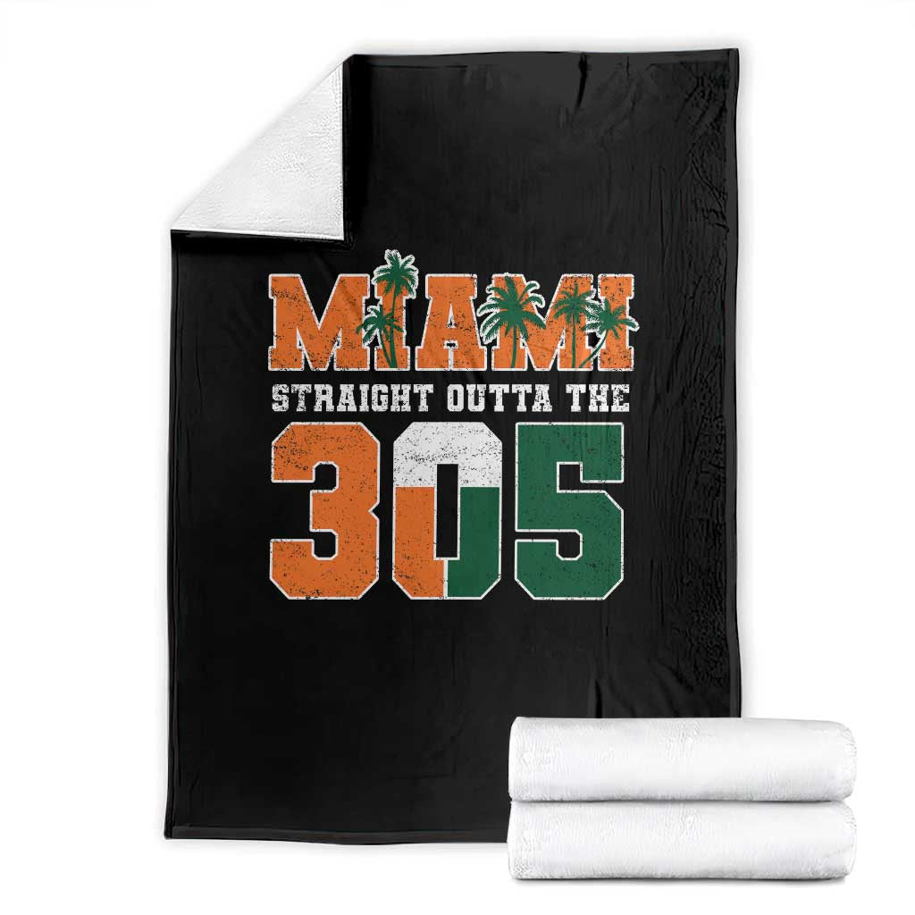 Straight Outta The 305 Miami Throw Blanket Area Code Florida Pride TS10 Black Print Your Wear