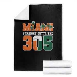 Straight Outta The 305 Miami Throw Blanket Area Code Florida Pride TS10 Black Print Your Wear