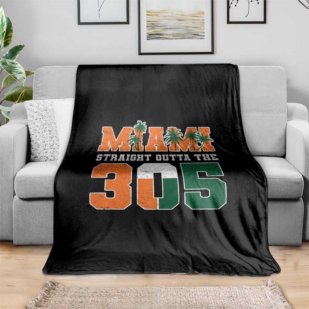Straight Outta The 305 Miami Throw Blanket Area Code Florida Pride TS10 Print Your Wear