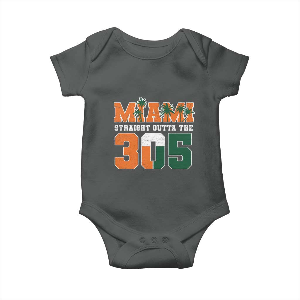 Straight Outta The 305 Miami Baby Onesie Area Code Florida Pride TS10 Dark Heather Print Your Wear