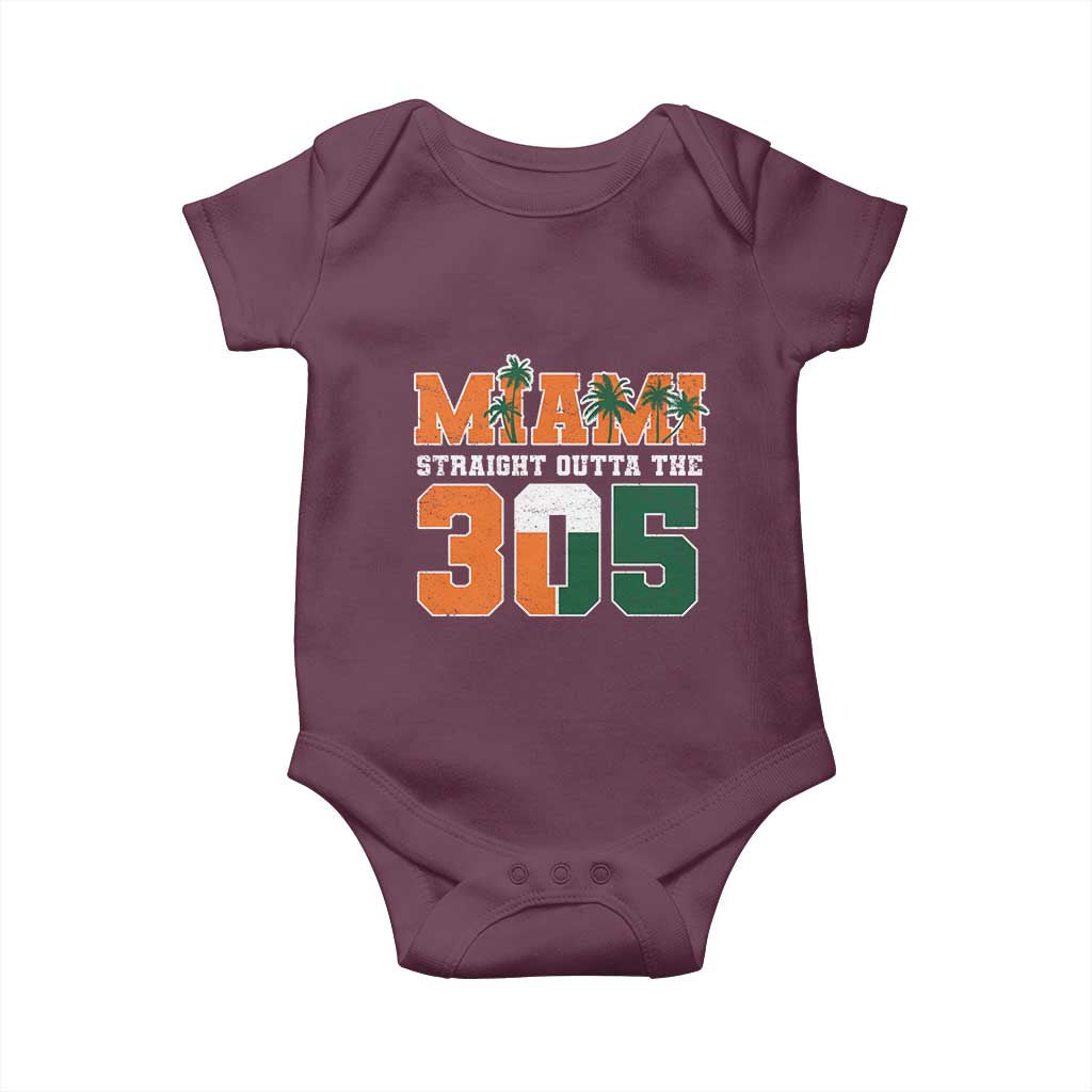 Straight Outta The 305 Miami Baby Onesie Area Code Florida Pride TS10 Maroon Print Your Wear