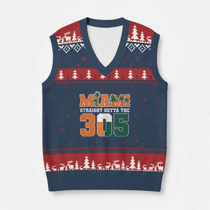 Straight Outta The 305 Miami V-Neck Knit Sweater Vest Area Code Florida Pride TS10 Navy Red Print Your Wear