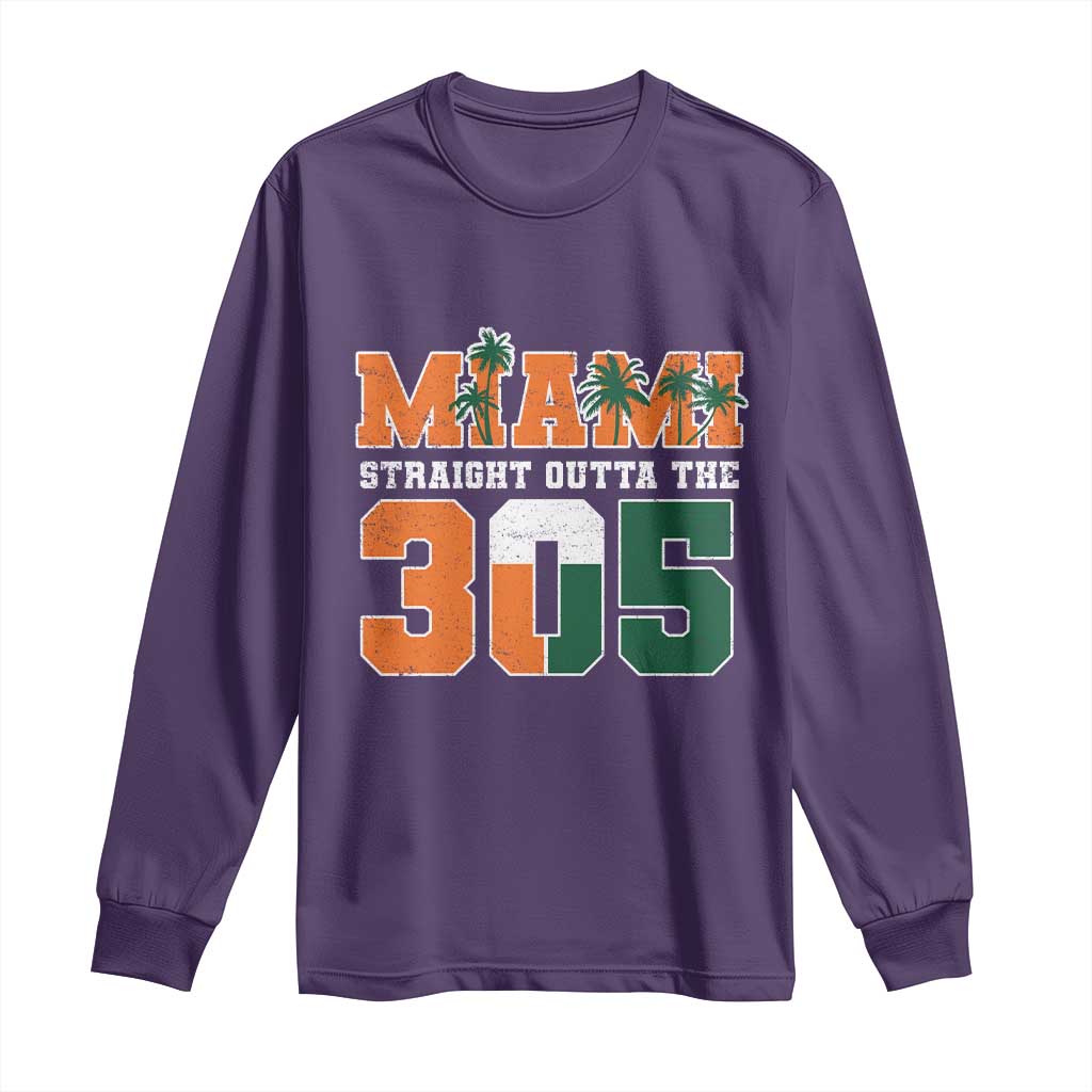 Straight Outta The 305 Miami Long Sleeve Shirt Area Code Florida Pride TS10 Purple Print Your Wear