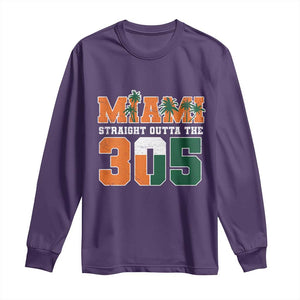 Straight Outta The 305 Miami Long Sleeve Shirt Area Code Florida Pride TS10 Purple Print Your Wear