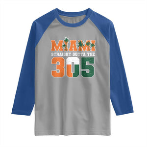 Straight Outta The 305 Miami Raglan Shirt Area Code Florida Pride TS10 Sport Gray Royal Print Your Wear
