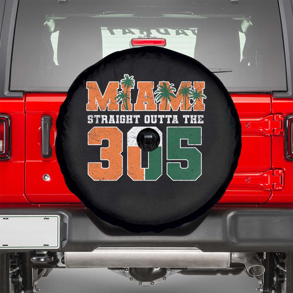 Straight Outta The 305 Miami Spare Tire Cover Area Code Florida Pride TS10 Black Print Your Wear
