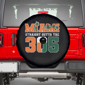 Straight Outta The 305 Miami Spare Tire Cover Area Code Florida Pride TS10 Black Print Your Wear