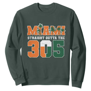 Straight Outta The 305 Miami Sweatshirt Area Code Florida Pride TS10 Dark Forest Green Print Your Wear