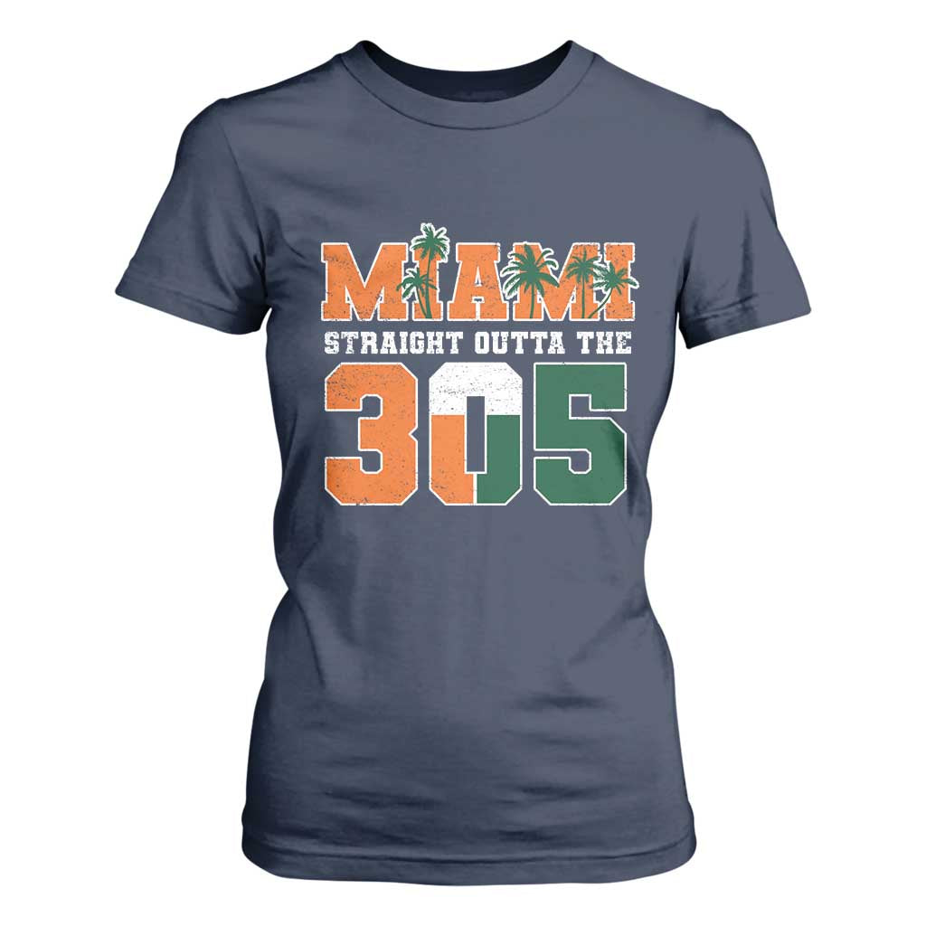 Straight Outta The 305 Miami T Shirt For Women Area Code Florida Pride TS10 Navy Print Your Wear