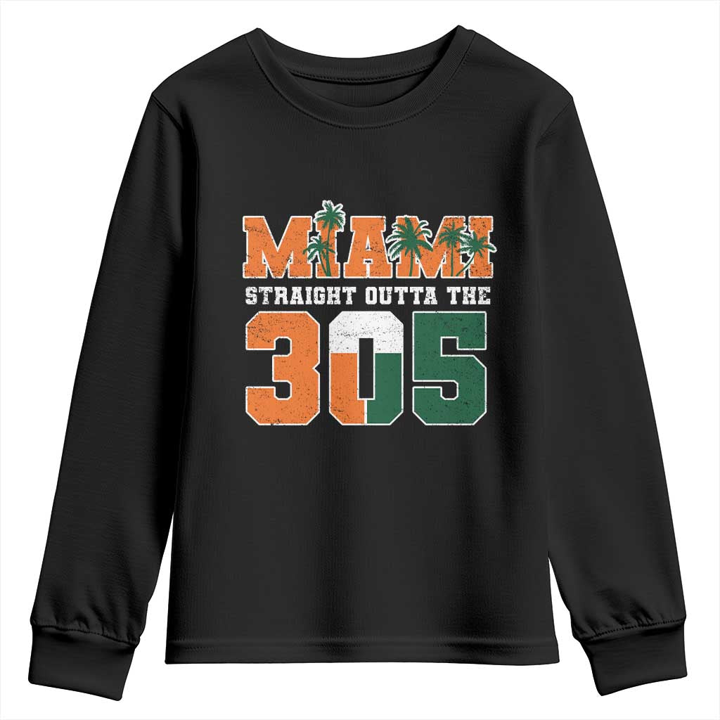 Straight Outta The 305 Miami Youth Sweatshirt Area Code Florida Pride TS10 Black Print Your Wear