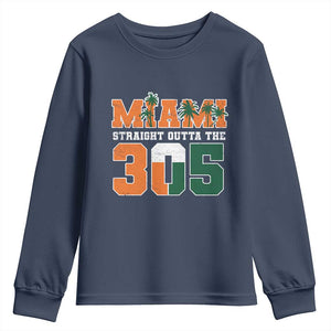 Straight Outta The 305 Miami Youth Sweatshirt Area Code Florida Pride TS10 Navy Print Your Wear