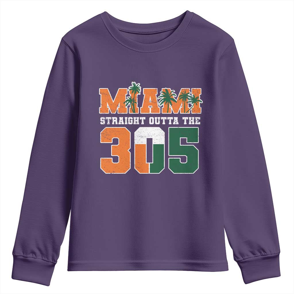 Straight Outta The 305 Miami Youth Sweatshirt Area Code Florida Pride TS10 Purple Print Your Wear