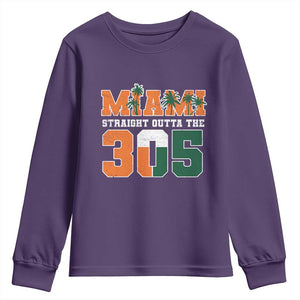Straight Outta The 305 Miami Youth Sweatshirt Area Code Florida Pride TS10 Purple Print Your Wear