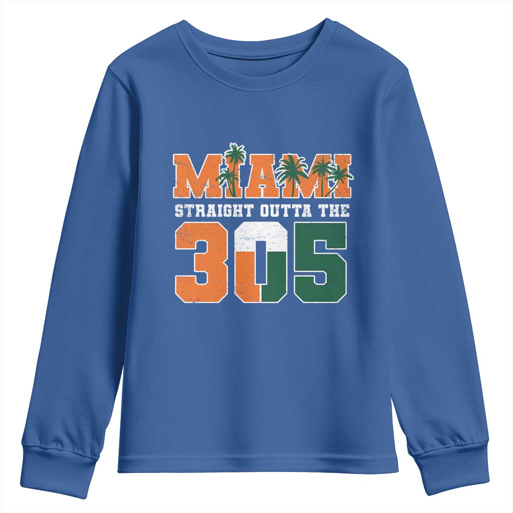 Straight Outta The 305 Miami Youth Sweatshirt Area Code Florida Pride TS10 Royal Blue Print Your Wear