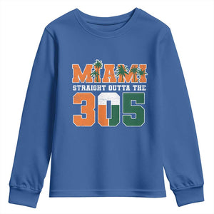 Straight Outta The 305 Miami Youth Sweatshirt Area Code Florida Pride TS10 Royal Blue Print Your Wear