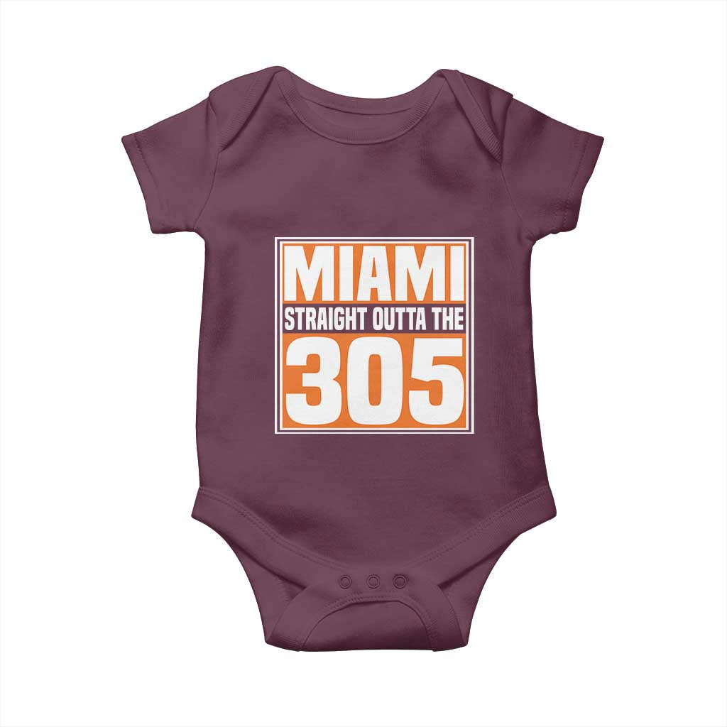 Miami Baby Onesie Straight Outta The 305 Area Code Florida Pride TS10 Maroon Print Your Wear