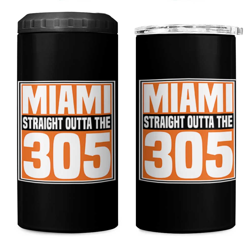 Miami 4 in 1 Can Cooler Tumbler Straight Outta The 305 Area Code Florida Pride TS10 One Size: 16 oz Black Print Your Wear