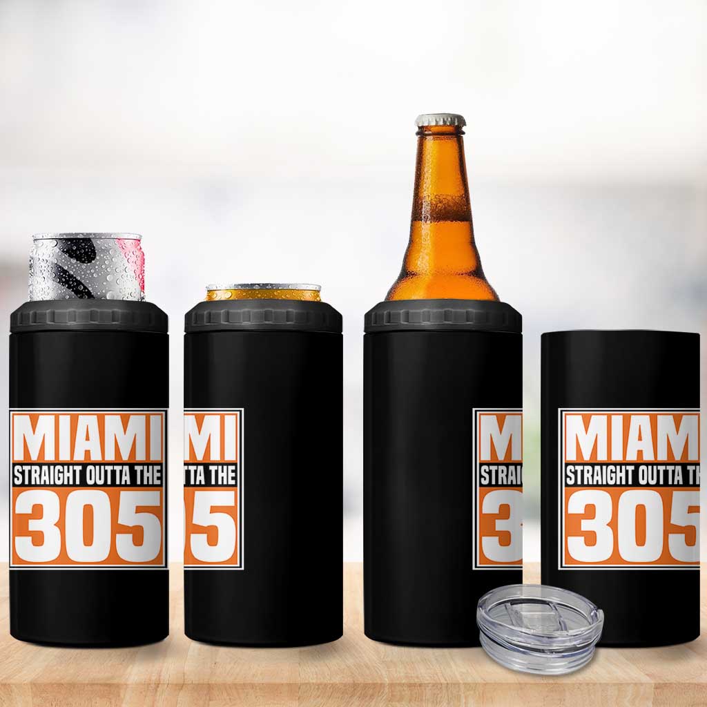 Miami 4 in 1 Can Cooler Tumbler Straight Outta The 305 Area Code Florida Pride TS10 Print Your Wear