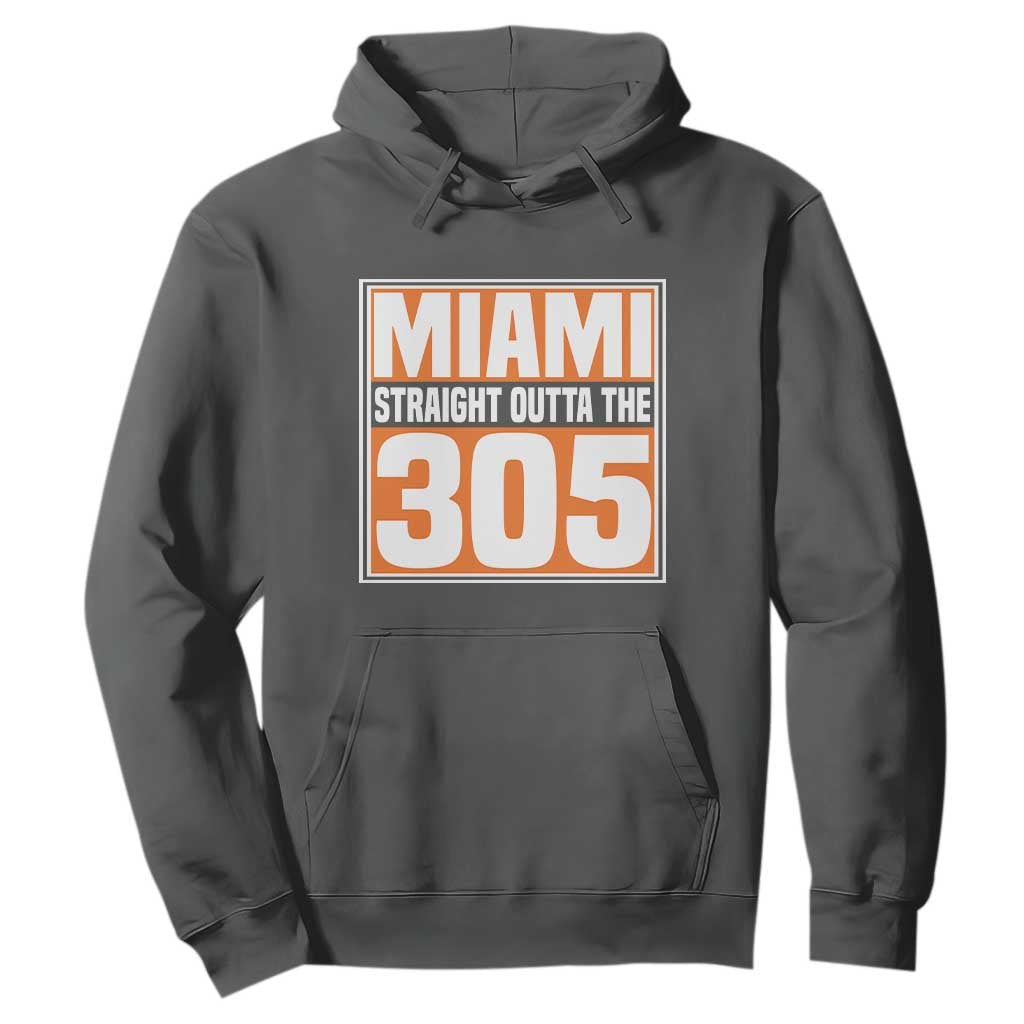 Miami Hoodie Straight Outta The 305 Area Code Florida Pride TS10 Dark Heather Print Your Wear