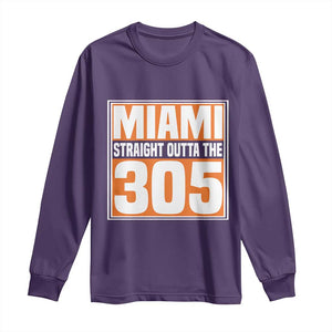 Miami Long Sleeve Shirt Straight Outta The 305 Area Code Florida Pride TS10 Purple Print Your Wear