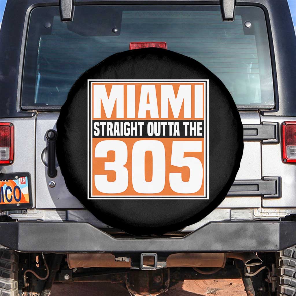 Miami Spare Tire Cover Straight Outta The 305 Area Code Florida Pride TS10 No hole Black Print Your Wear