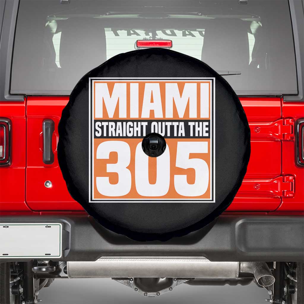 Miami Spare Tire Cover Straight Outta The 305 Area Code Florida Pride TS10 Black Print Your Wear